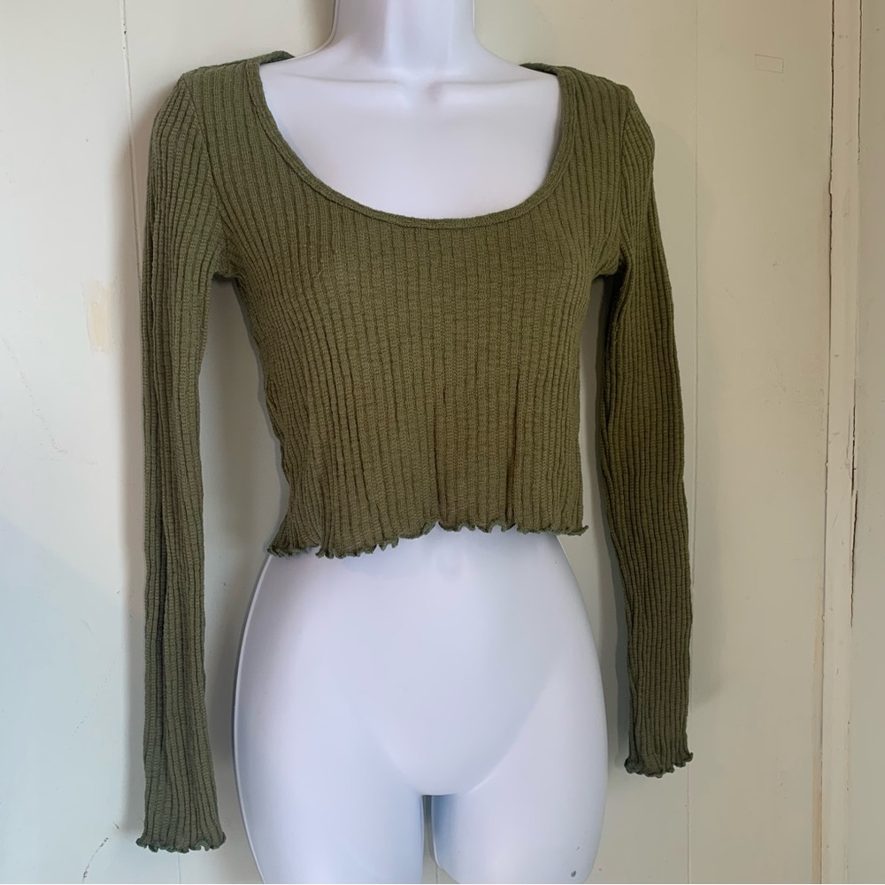 Forever 21 Olive Ribbed Crop Top
